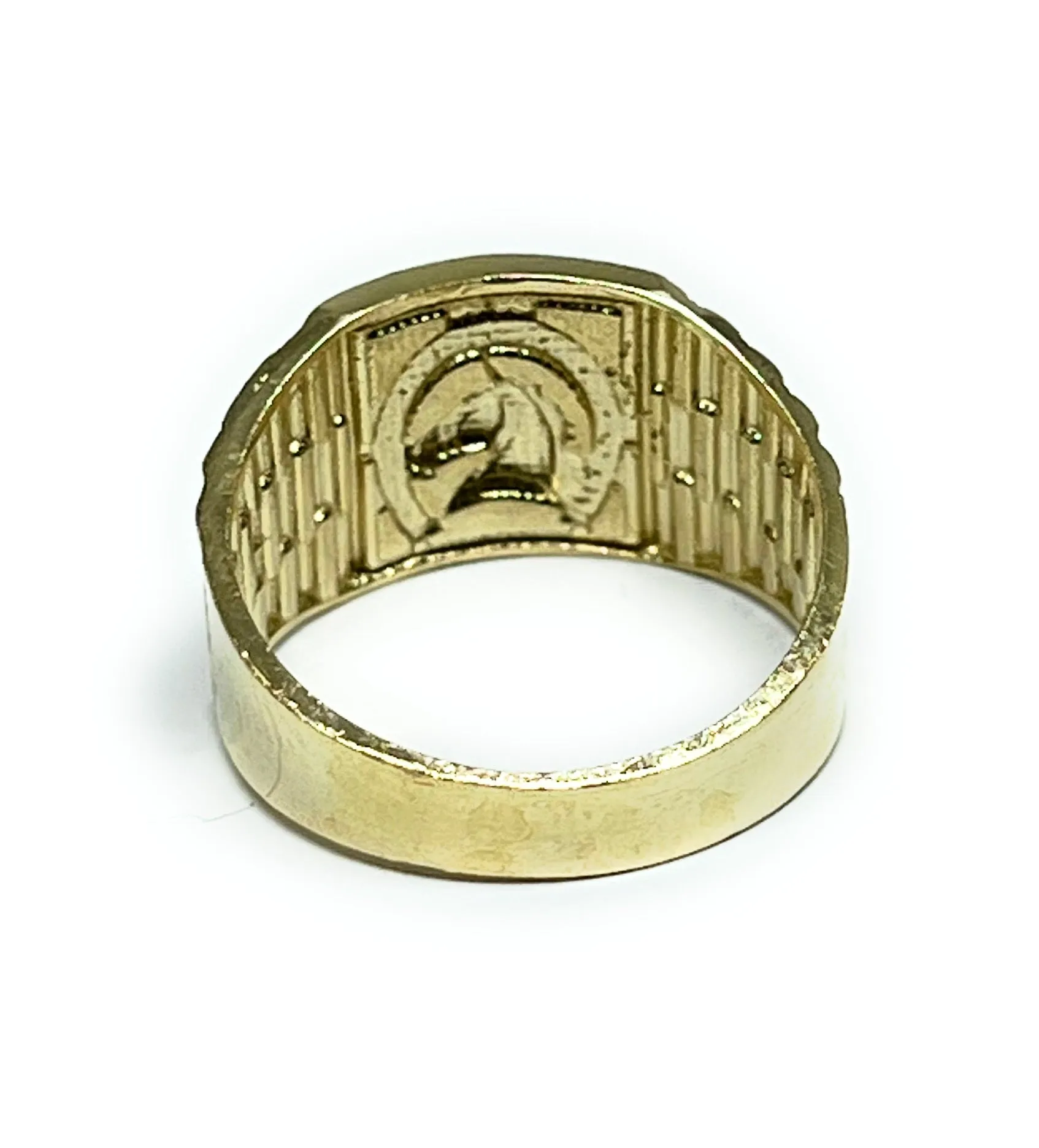 10k Solid Gold Yellow & White Gold Horse Horseshoe Ring