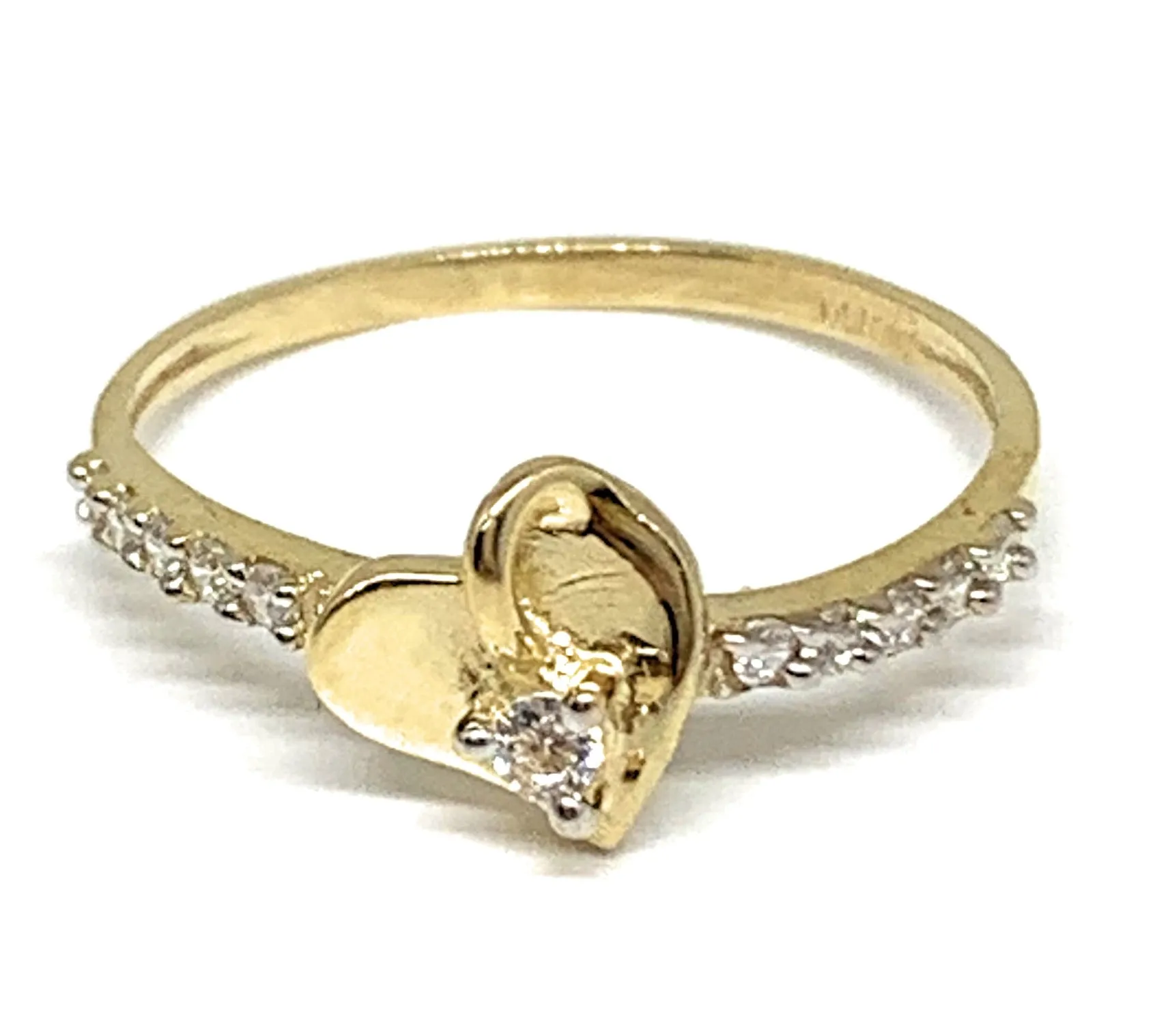 10k Solid Gold Yellow Gold Heart CZ Ring