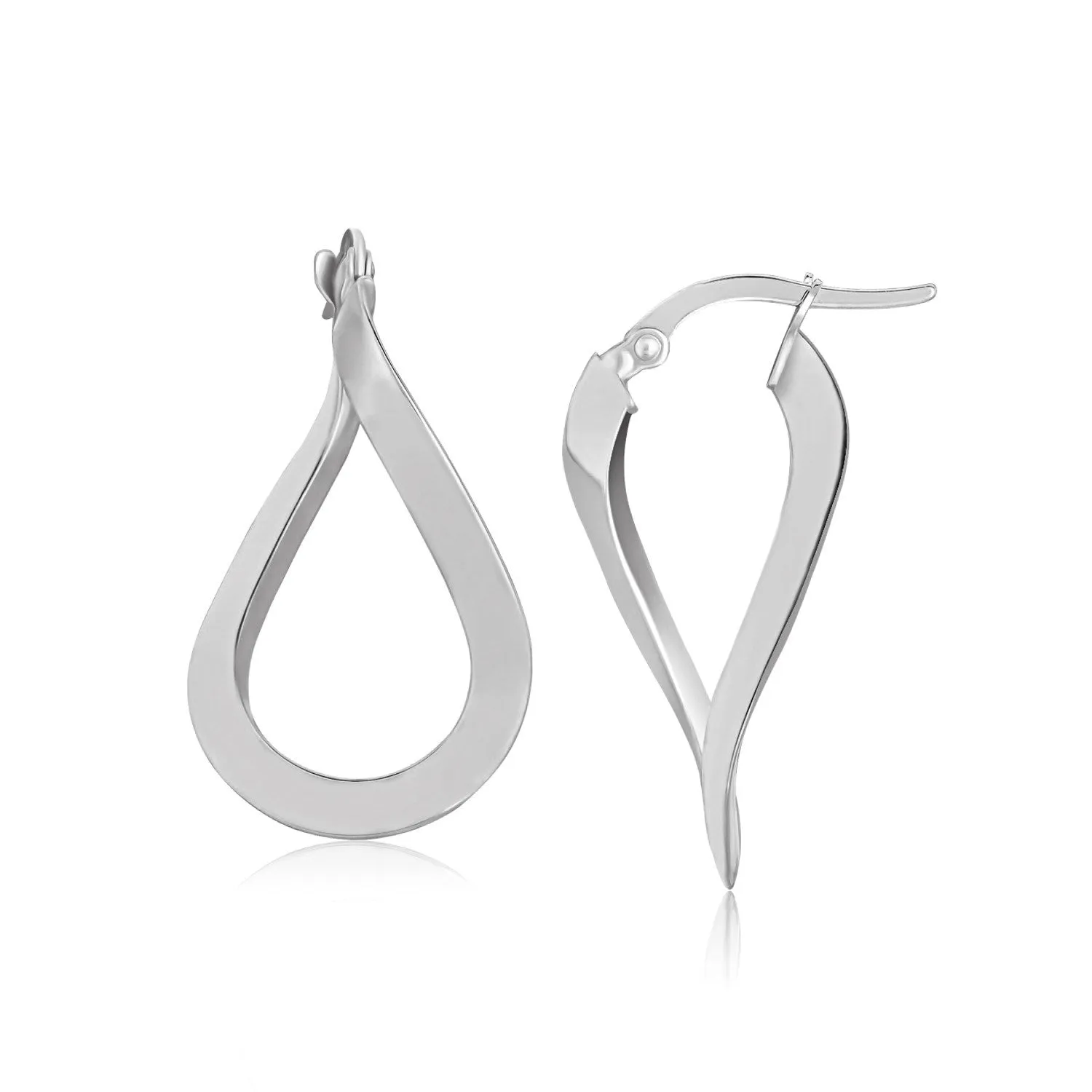 10k White Gold Twisted Freeform Hoop Earrings-rx91353