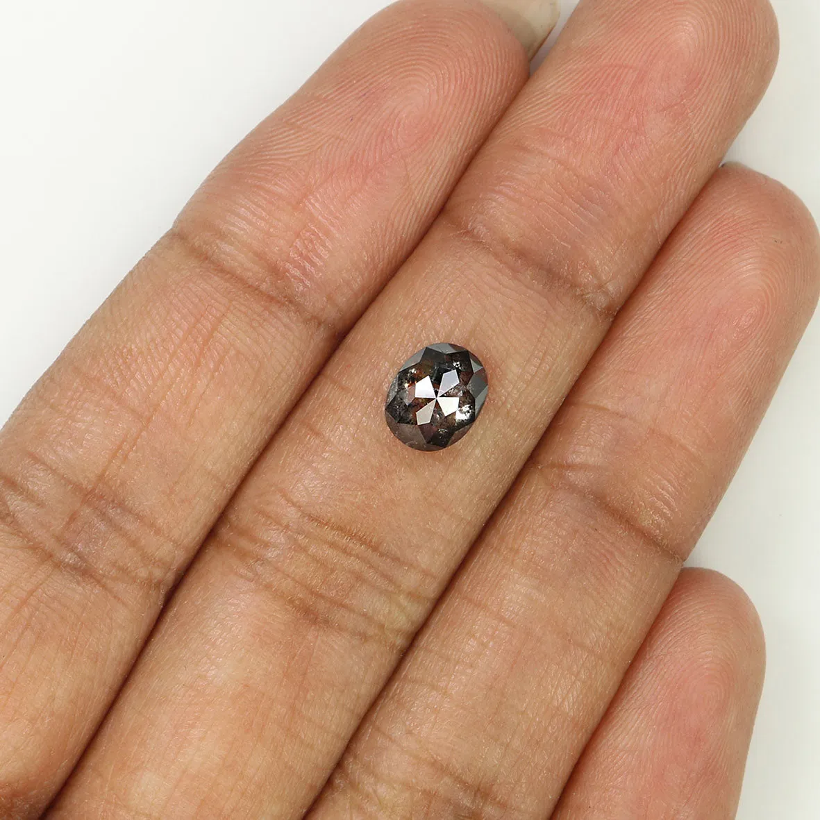 1.21 CT Natural Loose Oval Shape Diamond Salt And Pepper Oval Rose Cut Diamond 7.20 MM Black Grey Color Oval Shape Rose Cut Diam