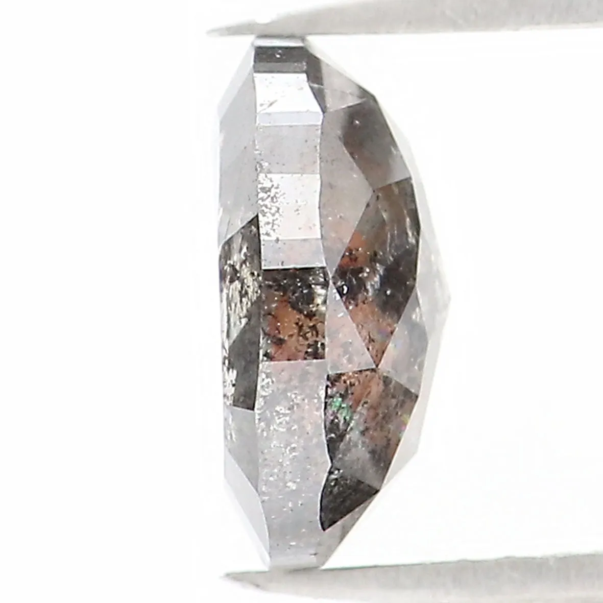 1.21 CT Natural Loose Oval Shape Diamond Salt And Pepper Oval Rose Cut Diamond 7.20 MM Black Grey Color Oval Shape Rose Cut Diam