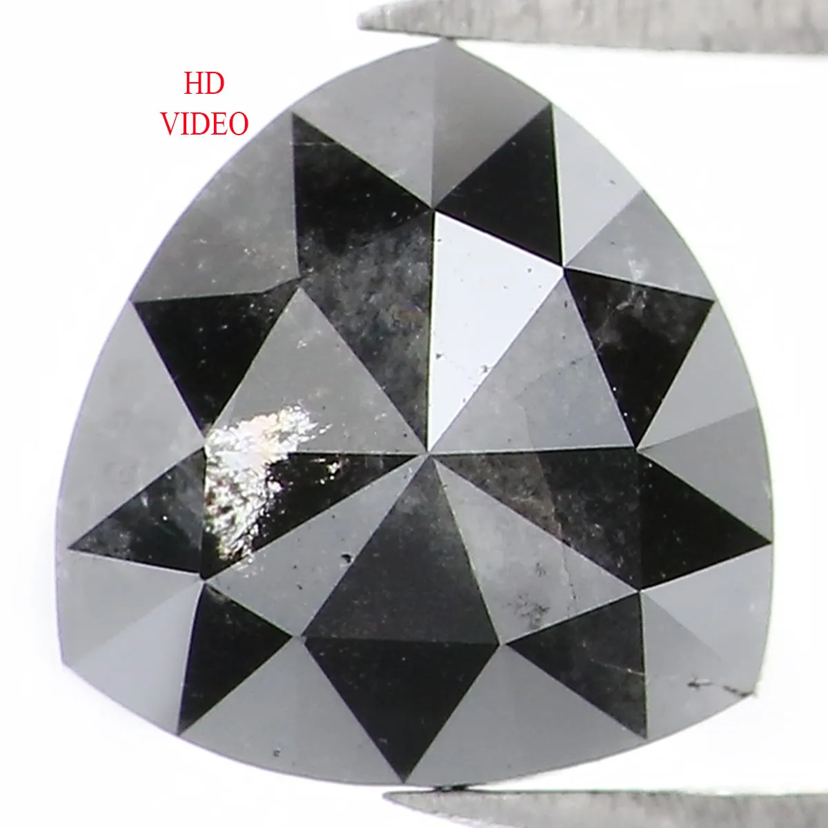 1.25 CT Natural Loose Triangle Shape Diamond Salt And Pepper Triangle Diamond 6.95 MM Black Grey Color Triangle Cut Rose Cut Dia