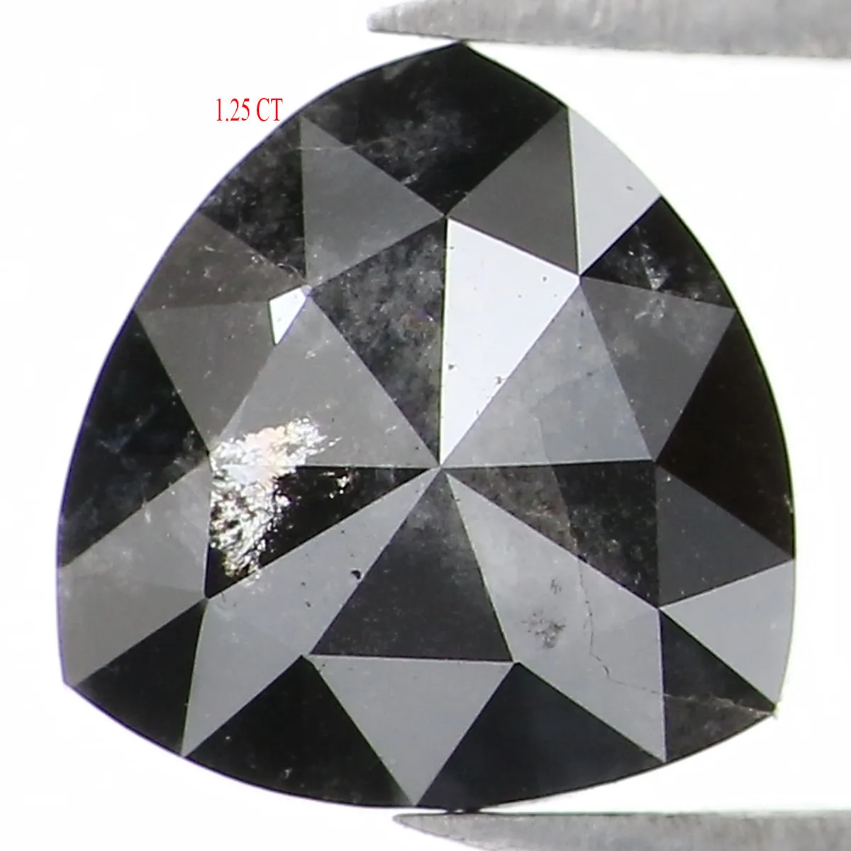 1.25 CT Natural Loose Triangle Shape Diamond Salt And Pepper Triangle Diamond 6.95 MM Black Grey Color Triangle Cut Rose Cut Dia