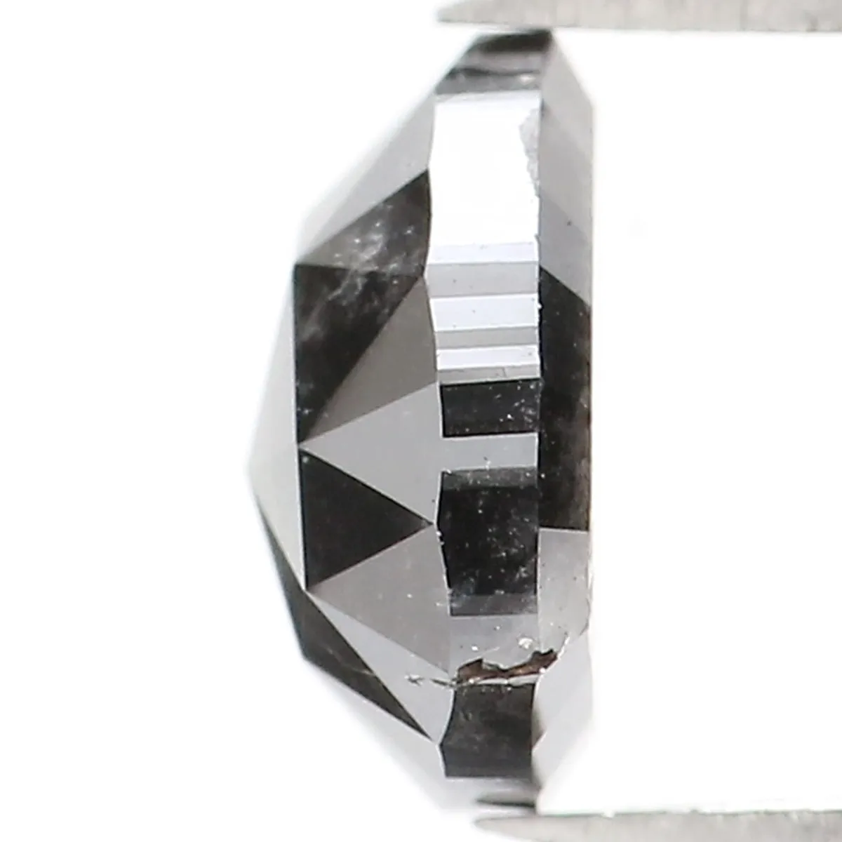 1.25 CT Natural Loose Triangle Shape Diamond Salt And Pepper Triangle Diamond 6.95 MM Black Grey Color Triangle Cut Rose Cut Dia