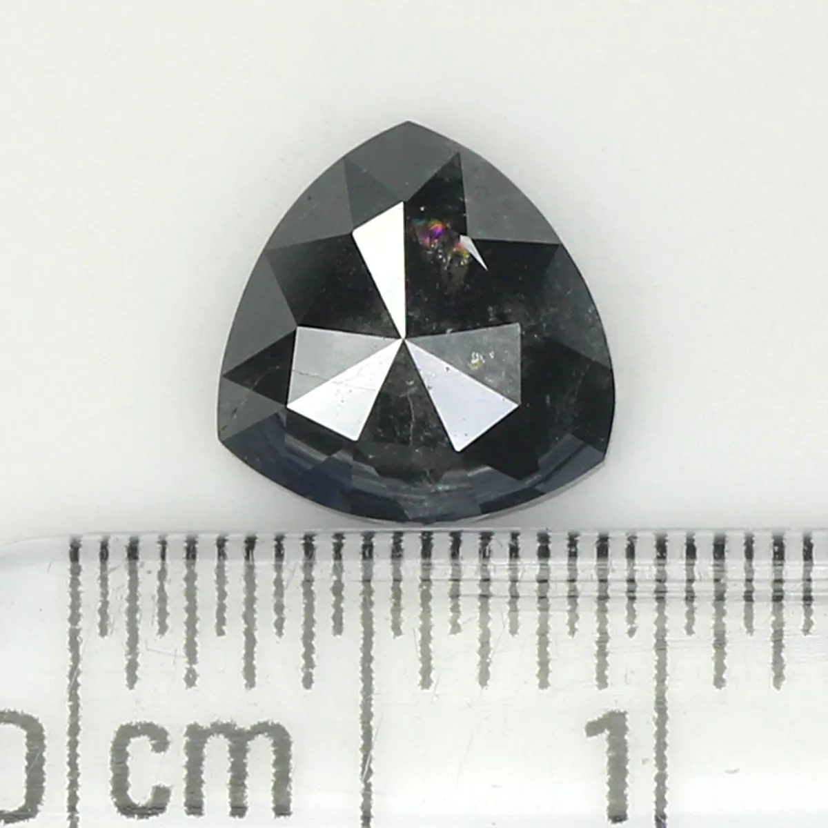 1.25 CT Natural Loose Triangle Shape Diamond Salt And Pepper Triangle Diamond 6.95 MM Black Grey Color Triangle Cut Rose Cut Dia