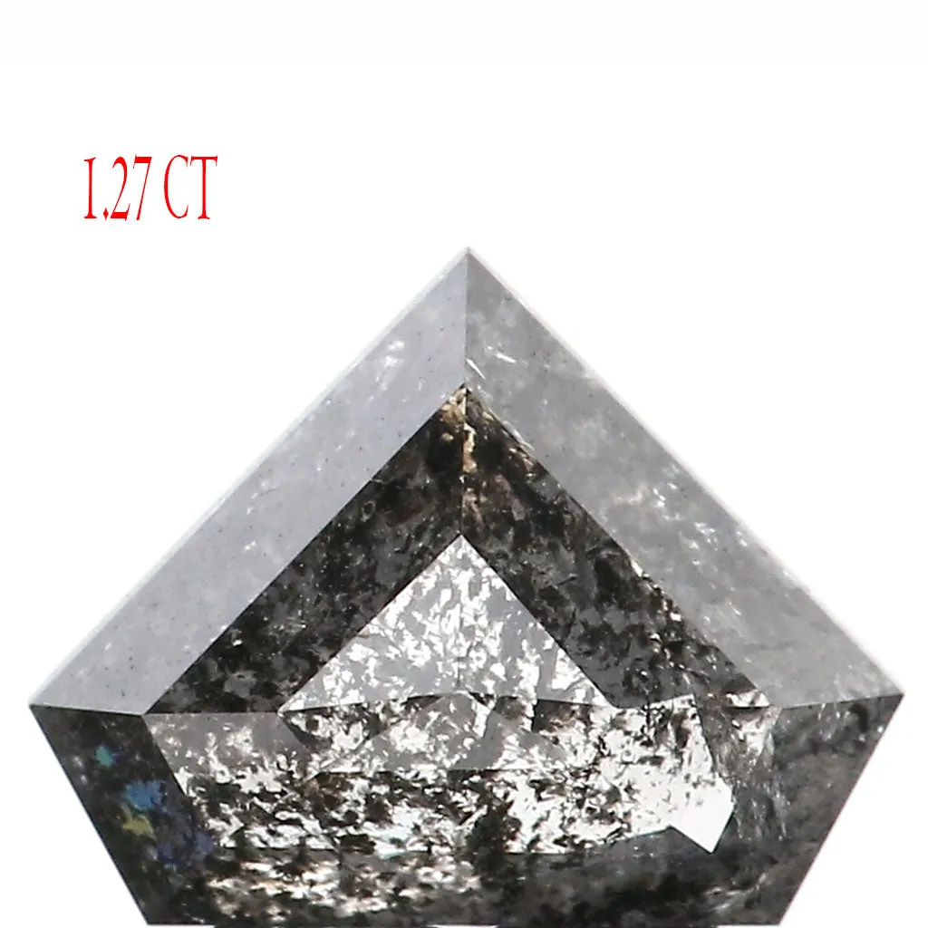 1.27 CT Natural Loose Shield Cut Diamond Black Grey Color Diamond 6.90 MM Natural Loose Diamond Salt And Pepper Shield Shape Dia