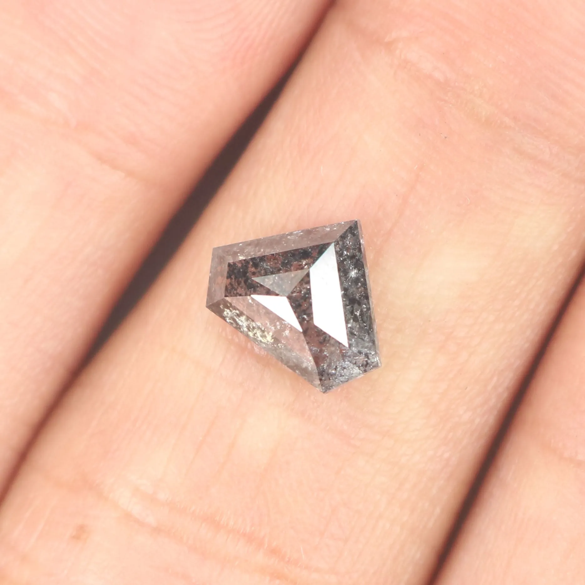 1.27 CT Natural Loose Shield Cut Diamond Black Grey Color Diamond 6.90 MM Natural Loose Diamond Salt And Pepper Shield Shape Dia