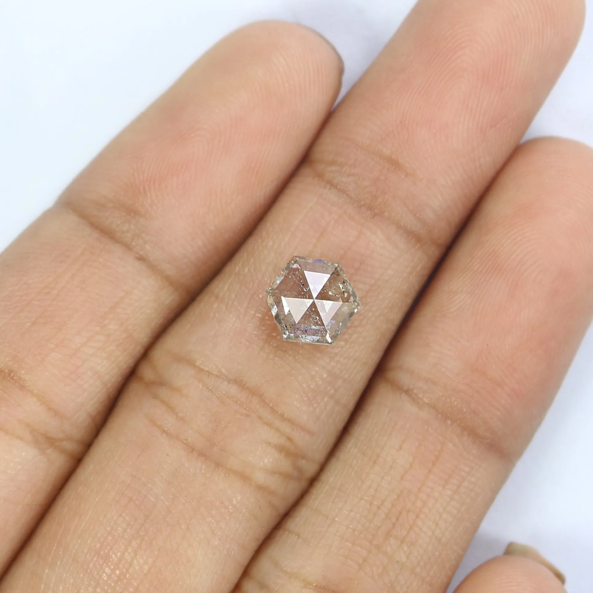 1.34 CT Natural Loose Hexagon Shape Diamond White - G Hexagon Diamond 7.30 MM Natural Loose White - G Color Hexagon Rose Cut Dia