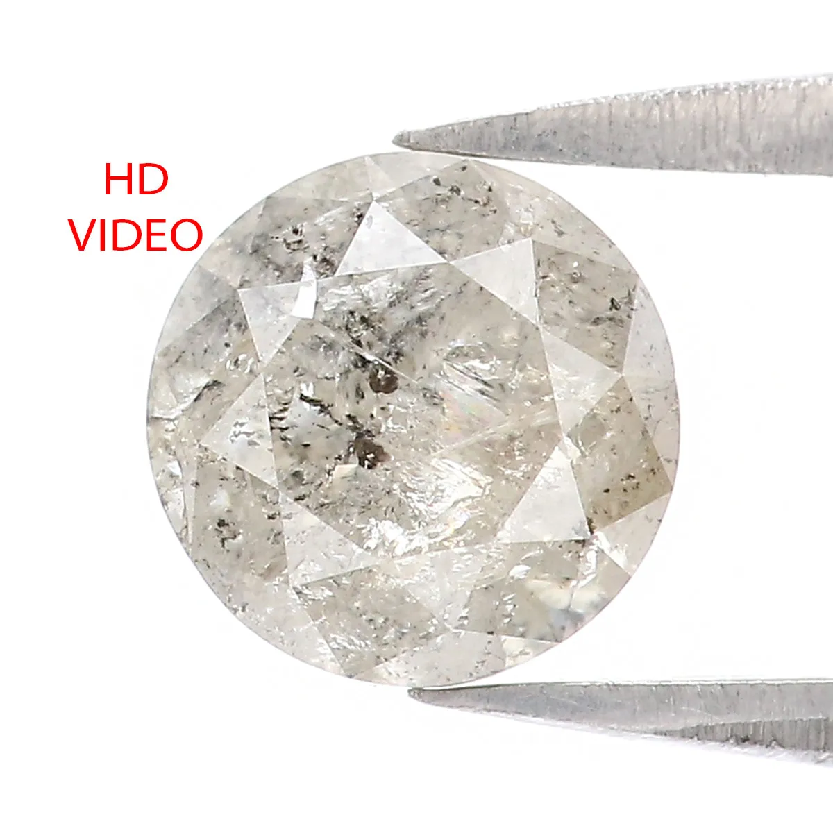 1.34 CT Natural Loose Round Shape Diamond Salt And Pepper Round Cut Diamond 6.60 MM Natural Grey Color Round Brilliant Cut Diamo