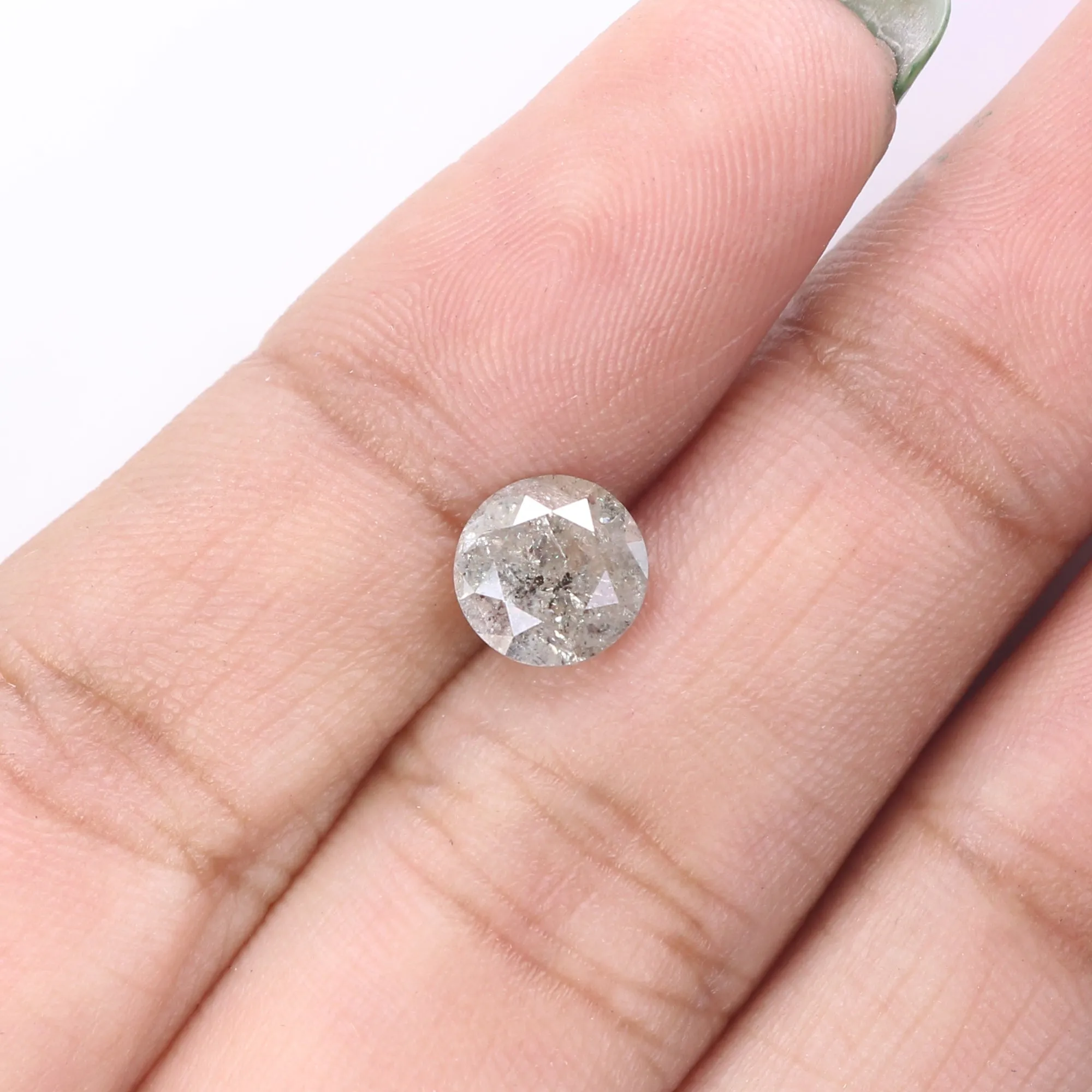 1.34 CT Natural Loose Round Shape Diamond Salt And Pepper Round Cut Diamond 6.60 MM Natural Grey Color Round Brilliant Cut Diamo