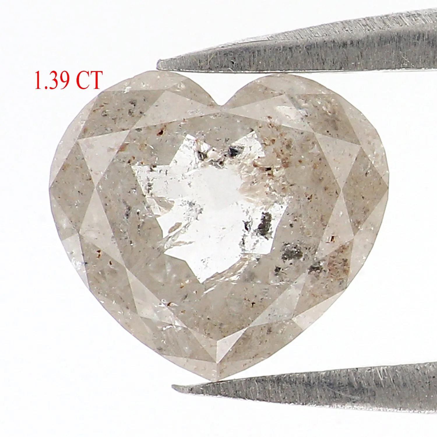 1.39 CT Natural Loose Heart Shape Diamond Grey Color Heart Cut Diamond 7.05 MM Natural Loose Diamond Grey Heart Rose Cut Diamond