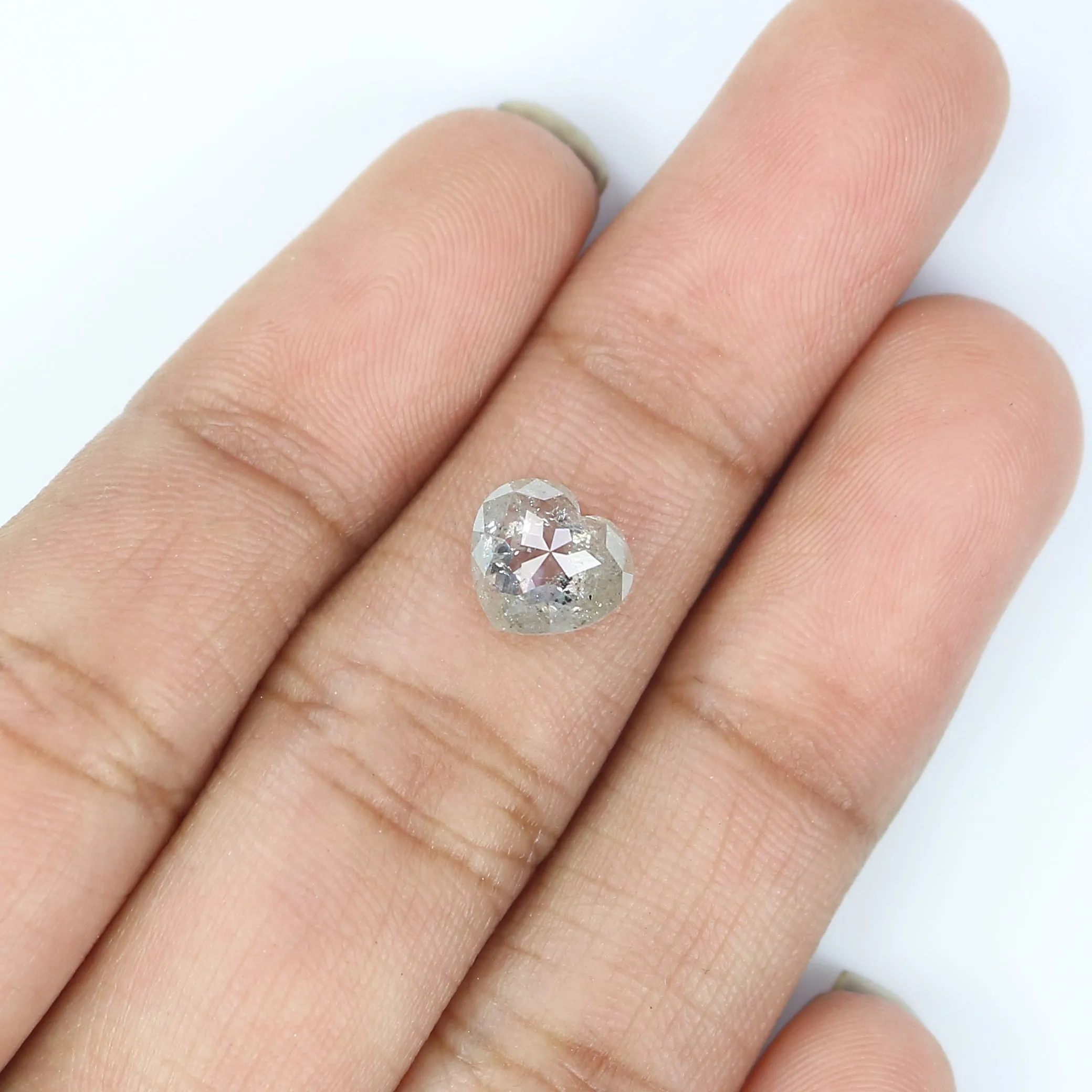 1.39 CT Natural Loose Heart Shape Diamond Grey Color Heart Cut Diamond 7.05 MM Natural Loose Diamond Grey Heart Rose Cut Diamond