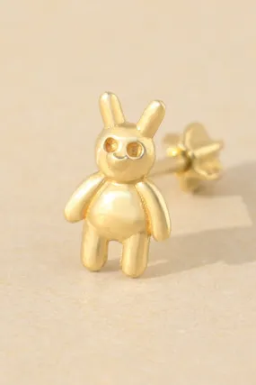 14K 18K Solid Gold Baby Rabbit Doll Ear Stud Cartilage Tragus Helix Barbell Piercing