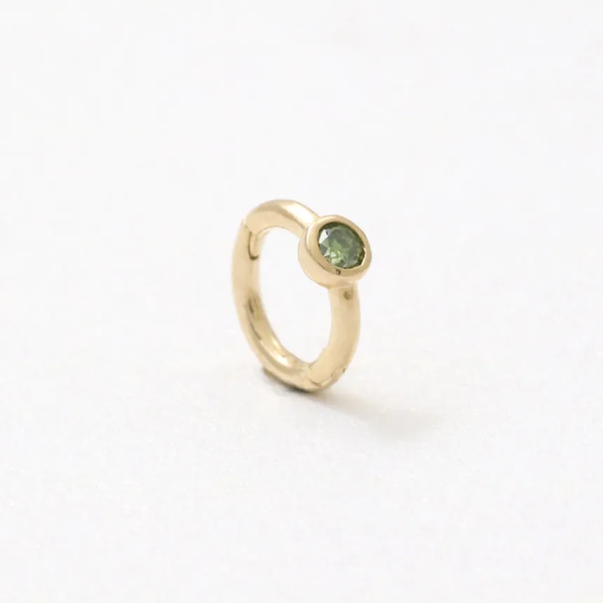 14K 18K Solid Gold Green Diamond Tragus Cartilage Snug Rook Helix Piercing Earring Clicker Huggie Hoop Ring