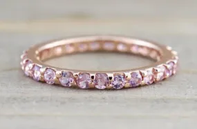 14k Gold Pink Sapphire Eternity Band Ring 2.1mm B10079