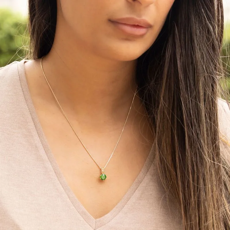 14K Gold Plated Green Cz Pendant Necklace