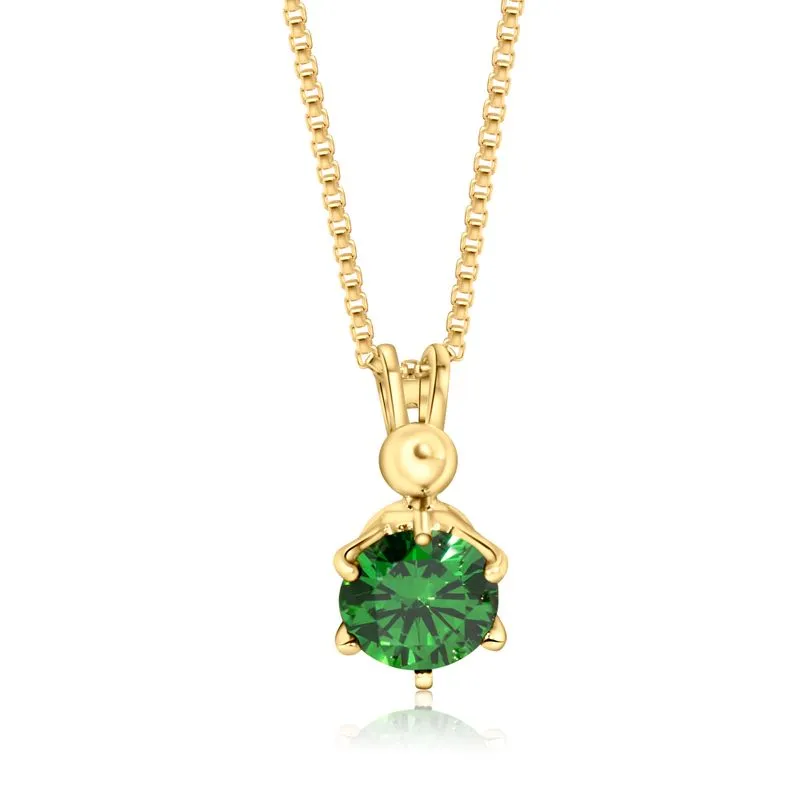 14K Gold Plated Green Cz Pendant Necklace