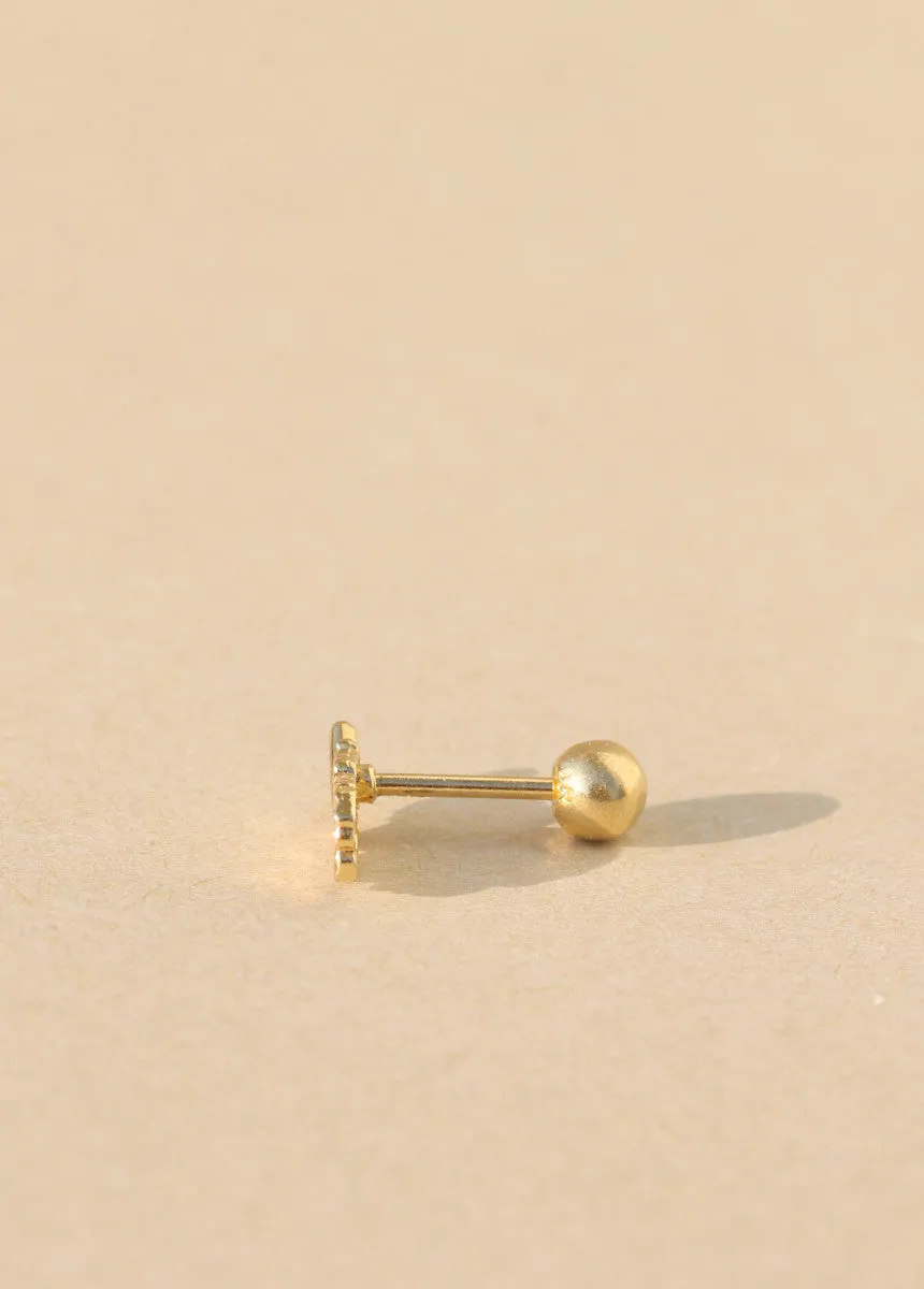 14K Real Gold Feather Tragus Cartilage Forward Helix Conch Earring Piercing
