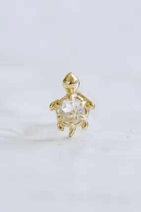 14K Real Gold Minimalist Solitaire Cz Baby Turtle Forward Helix Cartilage Tragus Inner Conch Ear Stud Post Internally Threaded E