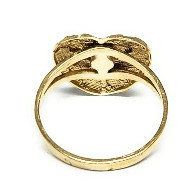 14k Solid Gold Yellow PUFFY Nugget Heart Ring (MED)