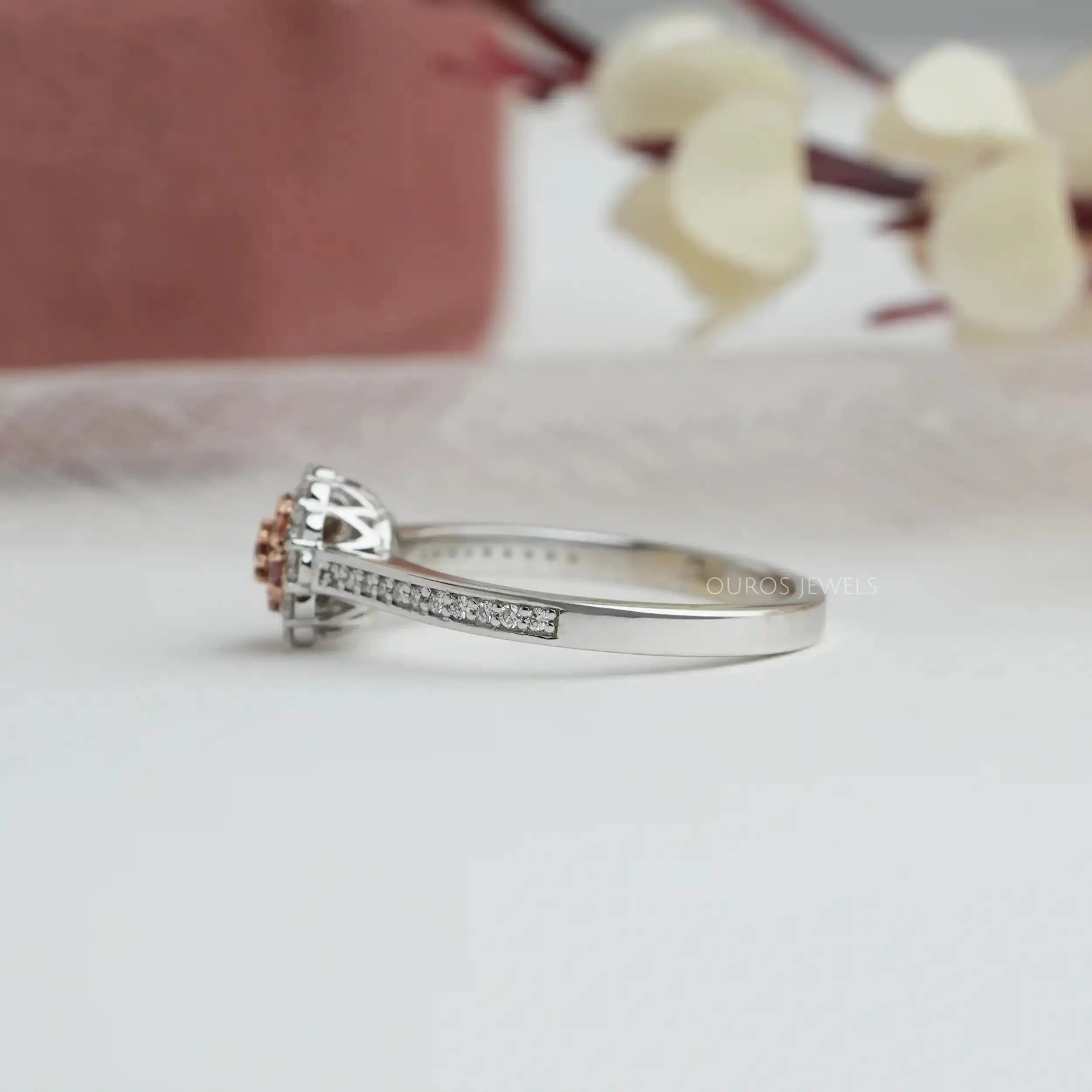 14K White and Rose Gold Pink Diamond Ring