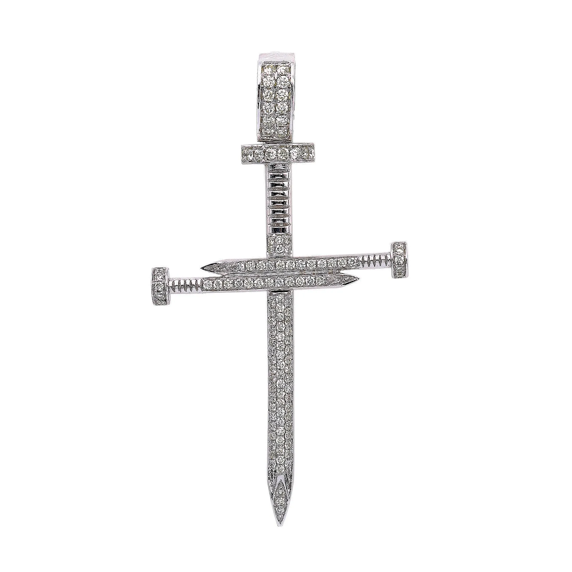 14K White Gold Cross Shaped Pendant