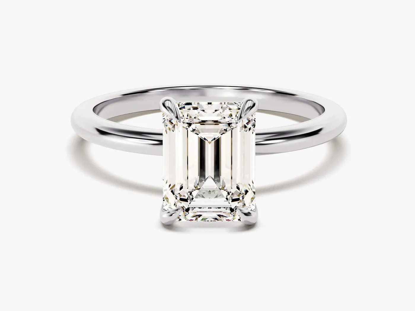 14k White Gold Emerald Cut Lab Grown Diamond Ring