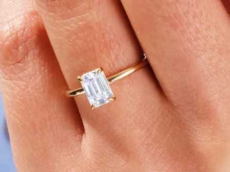 14k White Gold Emerald Cut Lab Grown Diamond Ring