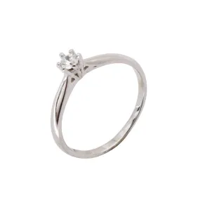 14K White Gold Round White Cubic Zirconia 3mm Ring