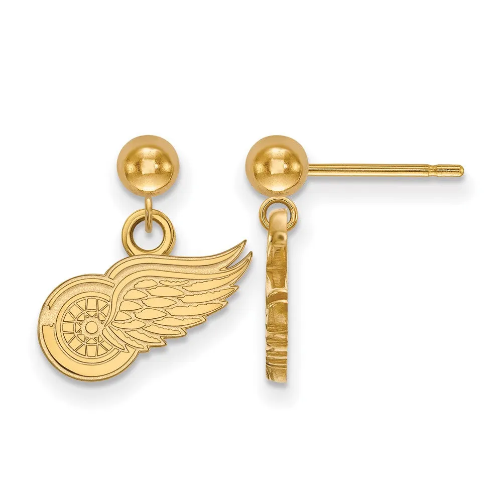 14k Yellow Gold NHL Detroit Red Wings XS Ball Dangle Post Earrings