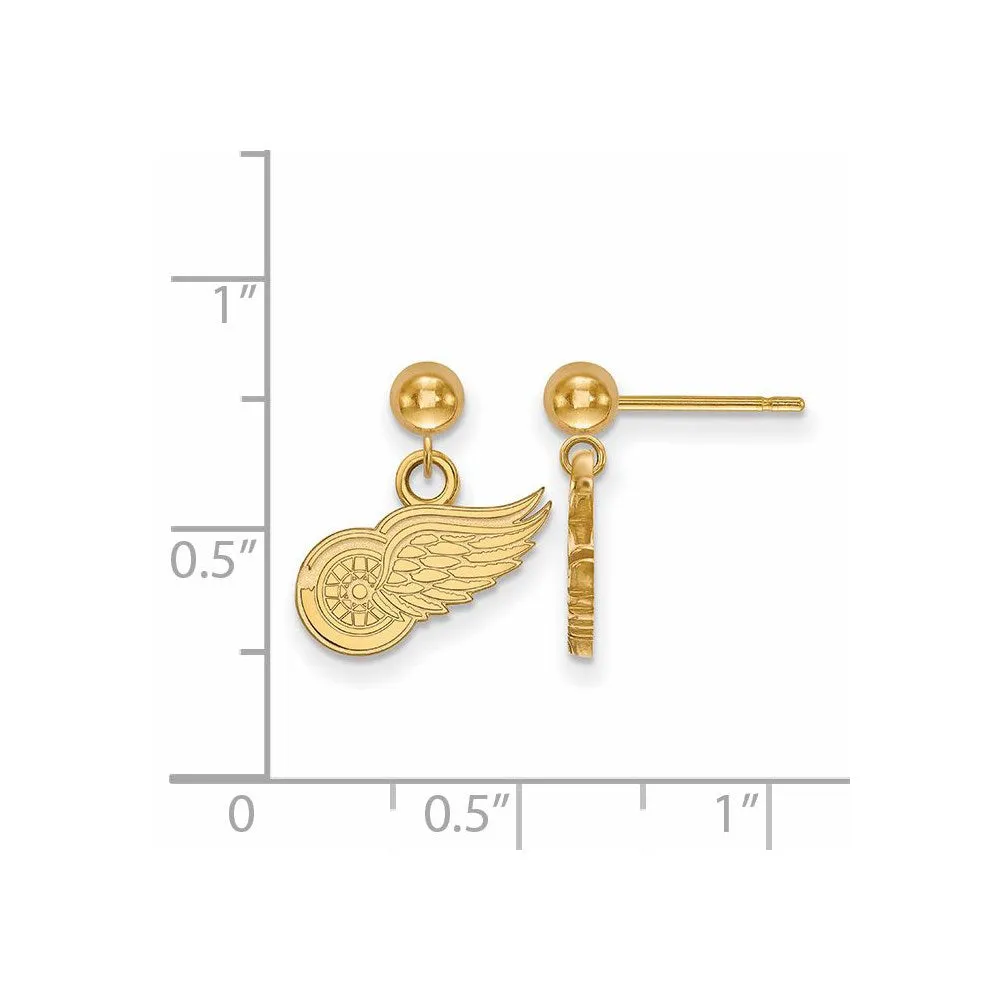 14k Yellow Gold NHL Detroit Red Wings XS Ball Dangle Post Earrings