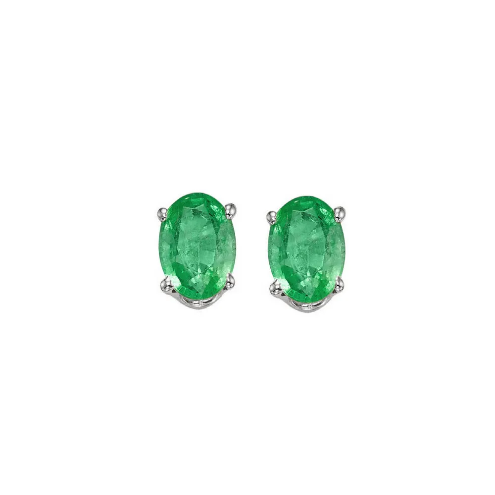 14KT WHITE GOLD EMERALD (1 CTW) EARRING