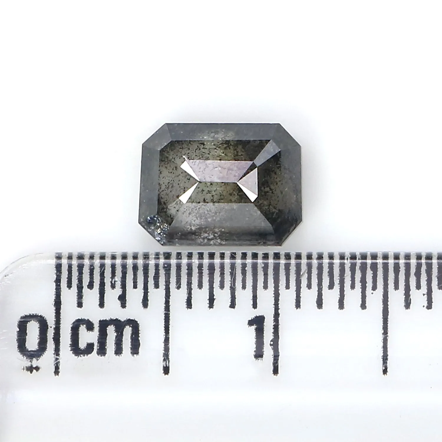 1.50 CT Natural Loose Emerald Shape Diamond Salt And Pepper Emerald Shape Diamond 7.55 MM Black Grey Color Emerald Rose Cut Diam