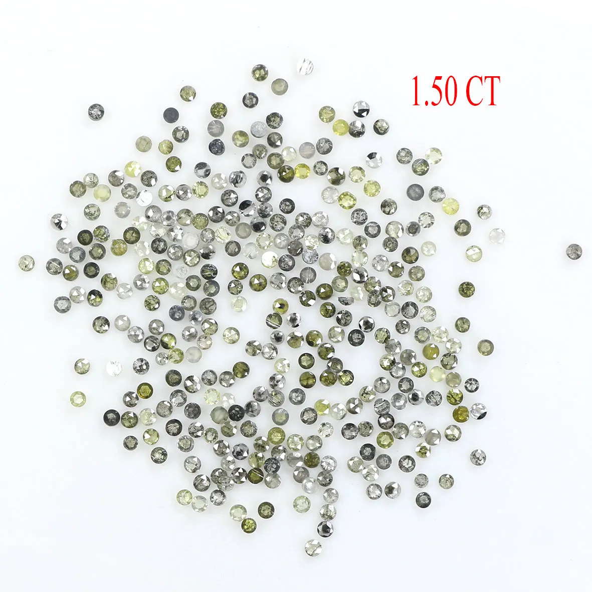 1.50 Ct Natural Loose Round Rose Cut Diamond Salt And Pepper Round Shape Diamond 1.00 MM Natural Black Grey Round Rose Cut Diamo