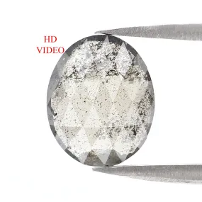 1.52 Ct Natural Loose Oval Shape Diamond Salt And Pepper Oval Diamond 9.70 MM Natural Diamond Black Grey Color Oval Rose Cut Dia