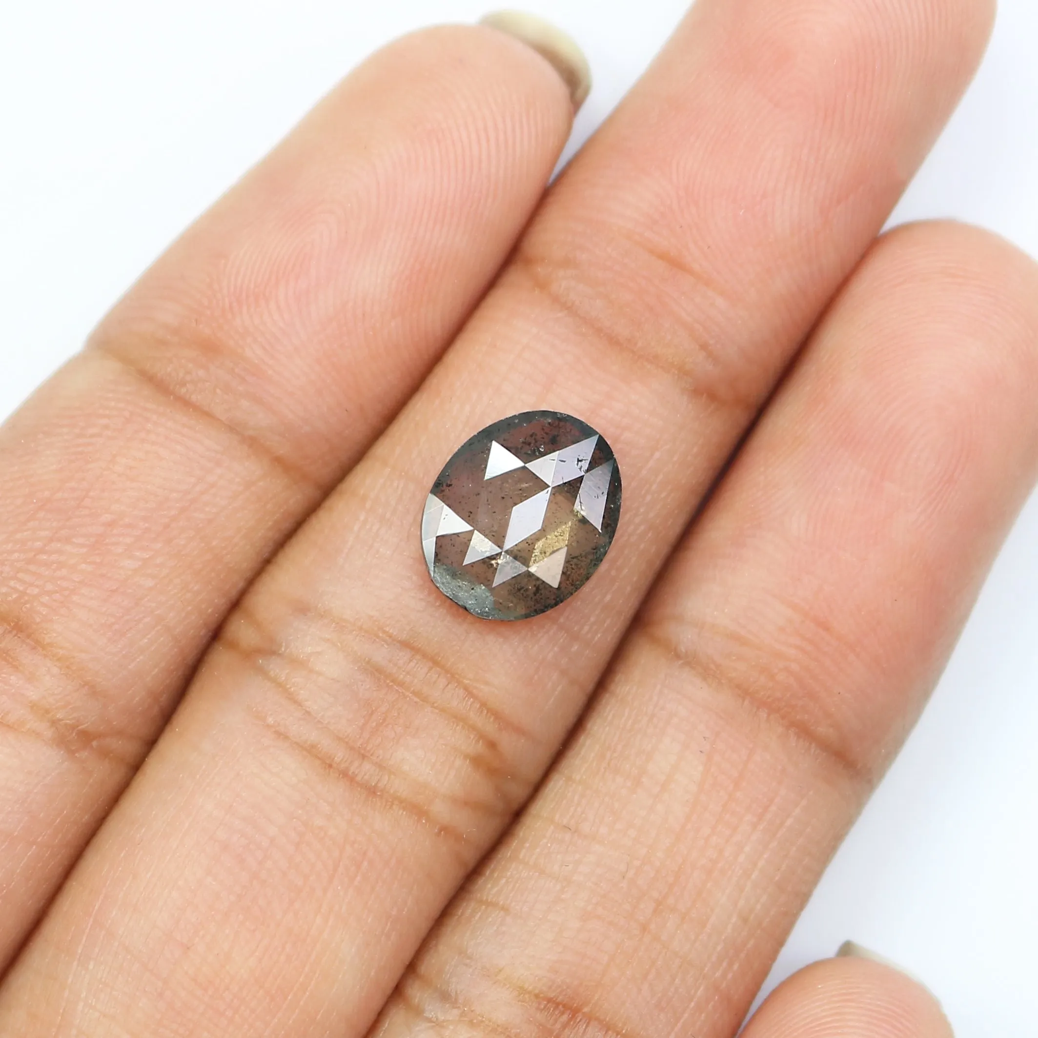 1.52 Ct Natural Loose Oval Shape Diamond Salt And Pepper Oval Diamond 9.70 MM Natural Diamond Black Grey Color Oval Rose Cut Dia