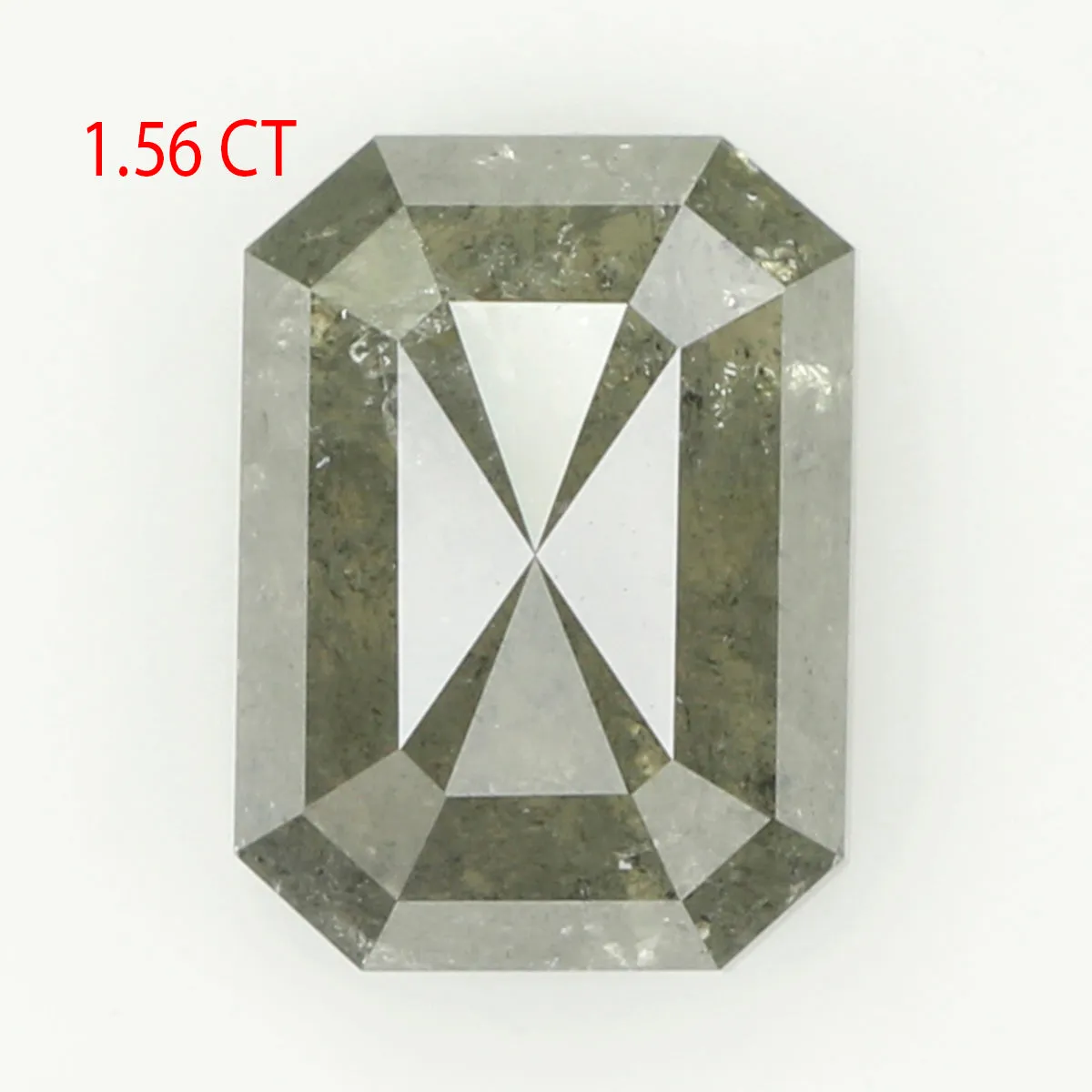 1.56 CT Natural Loose Emerald Shape Diamond Salt And Pepper Emerald Shape Diamond 7.80 MM Natural Grey Color Emerald Rose Cut Di