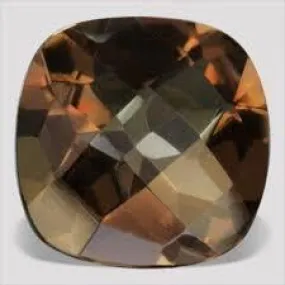 15MM   CUSHION SMOKEY TOPAZ LOOSE GEMSTONE