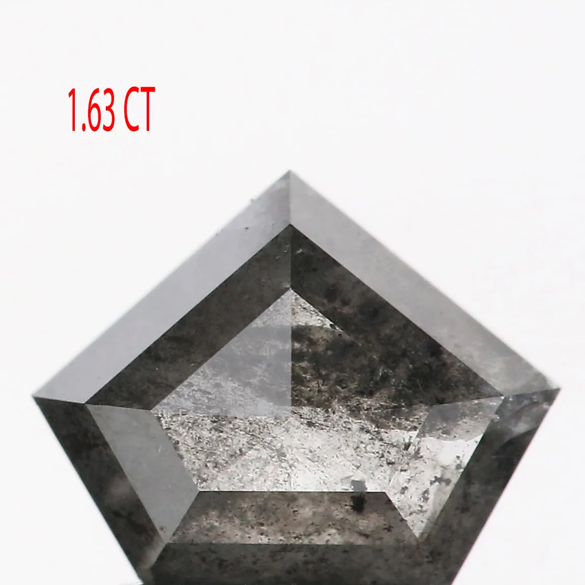 1.63 CT Natural Loose Shield Diamond Black Grey Color Diamond 7.25 MM Natural Loose Diamond Salt And Pepper Shield Rose Cut Diam