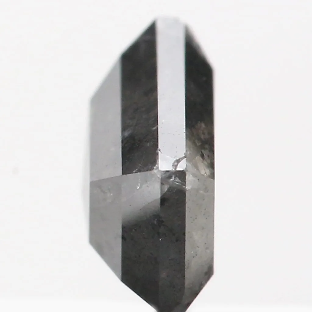 1.63 CT Natural Loose Shield Diamond Black Grey Color Diamond 7.25 MM Natural Loose Diamond Salt And Pepper Shield Rose Cut Diam