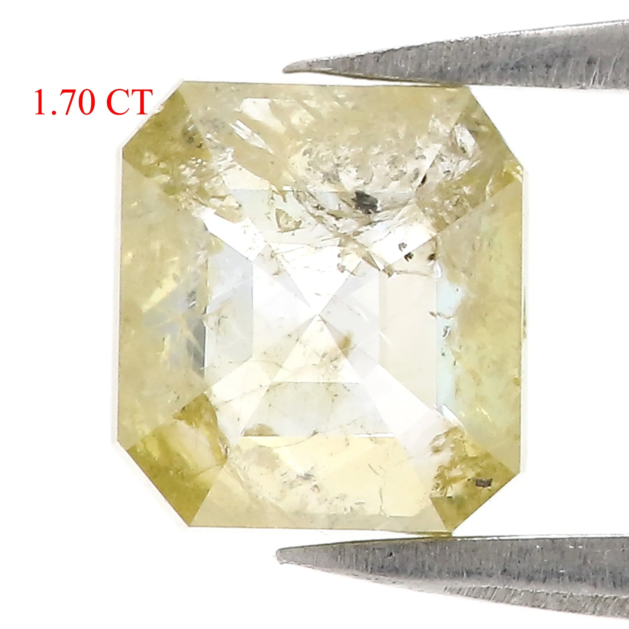 1.70 CT Natural Loose Emerald Cut Diamond Yellow Emerald Shape Diamond 6.87 MM Natural Loose Yellow Color Emerald Rose Cut Diamo