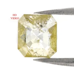 1.70 CT Natural Loose Emerald Cut Diamond Yellow Emerald Shape Diamond 6.87 MM Natural Loose Yellow Color Emerald Rose Cut Diamo