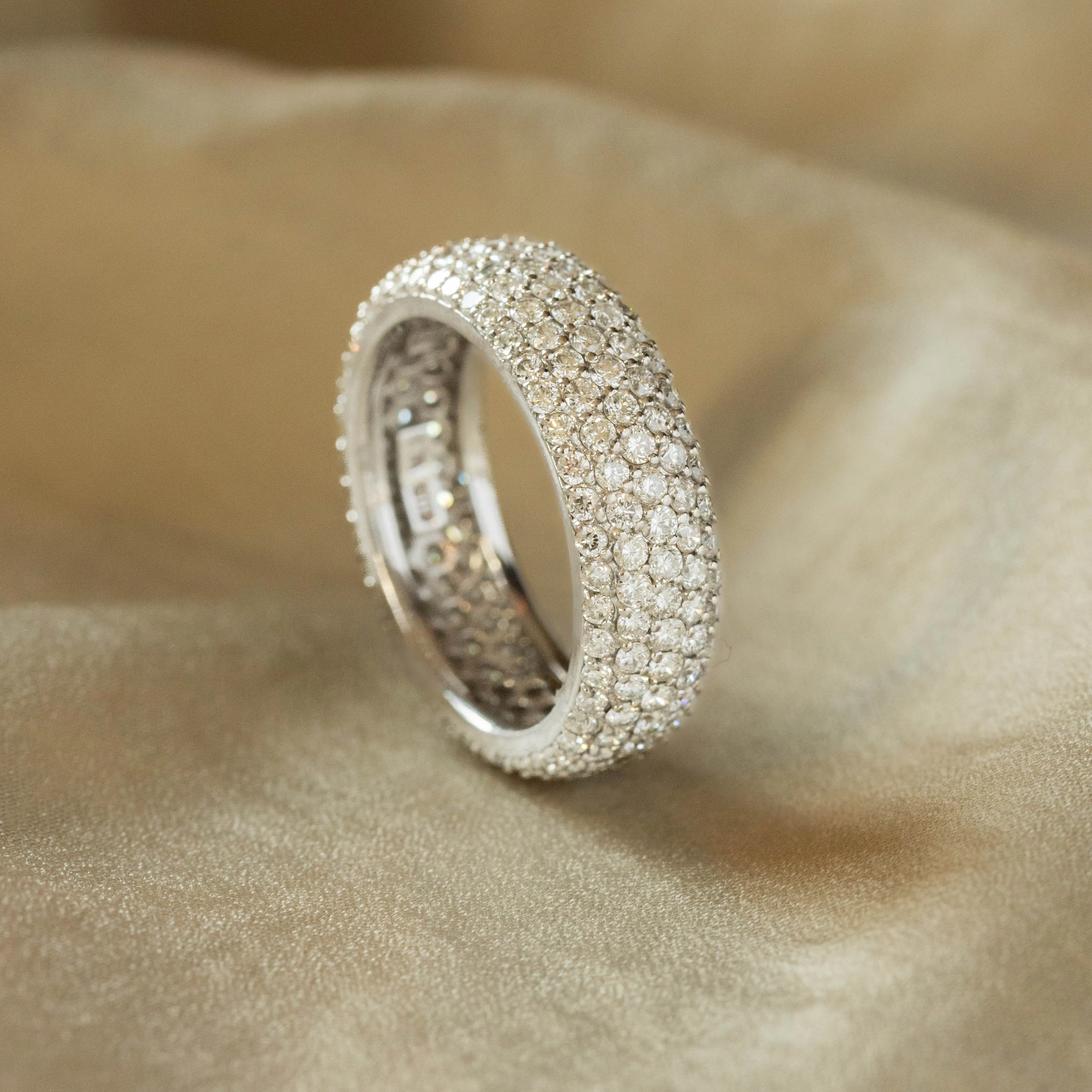 18K White Gold 2.54 Carat Diamond Pave Eternity Band