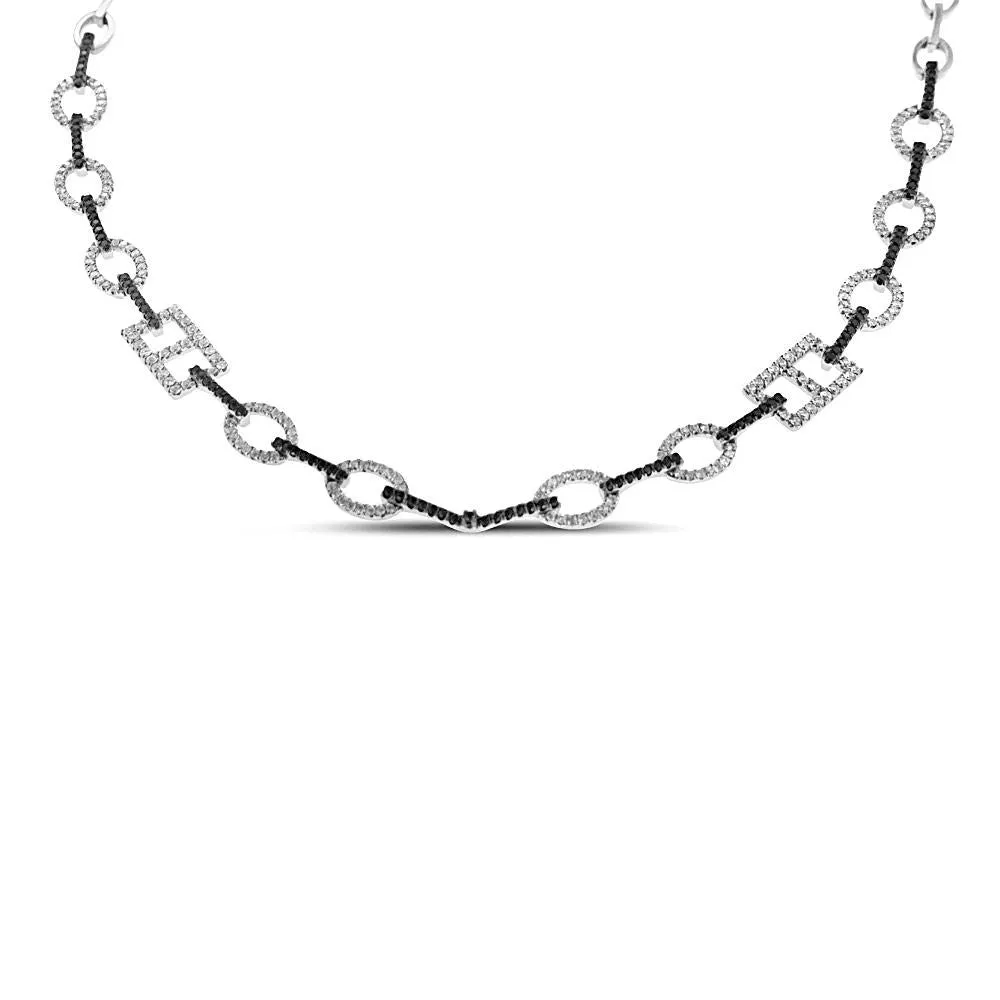 18K White Gold Black and White Diamond Necklace 2.26CT