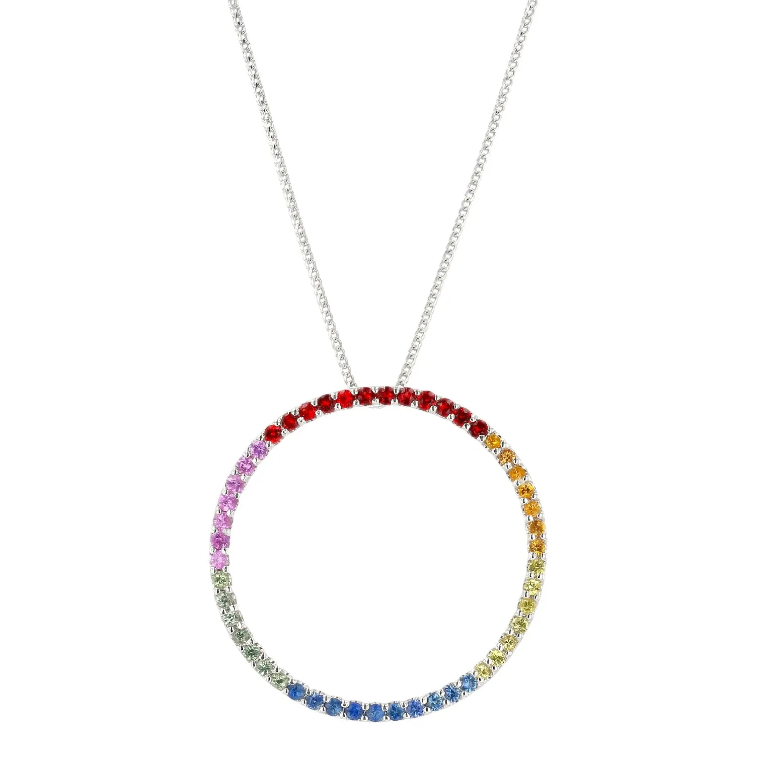 18K White Gold Chain and 14K White Gold Infinity Raimbow Pendant