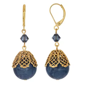 1928 Jewelry Filigree Montana Blue Sapphire Bead Drop Earrings