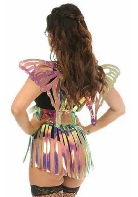 2 Piece Rainbow Gold Holo Harness and Skirt Set | Costume Accessories