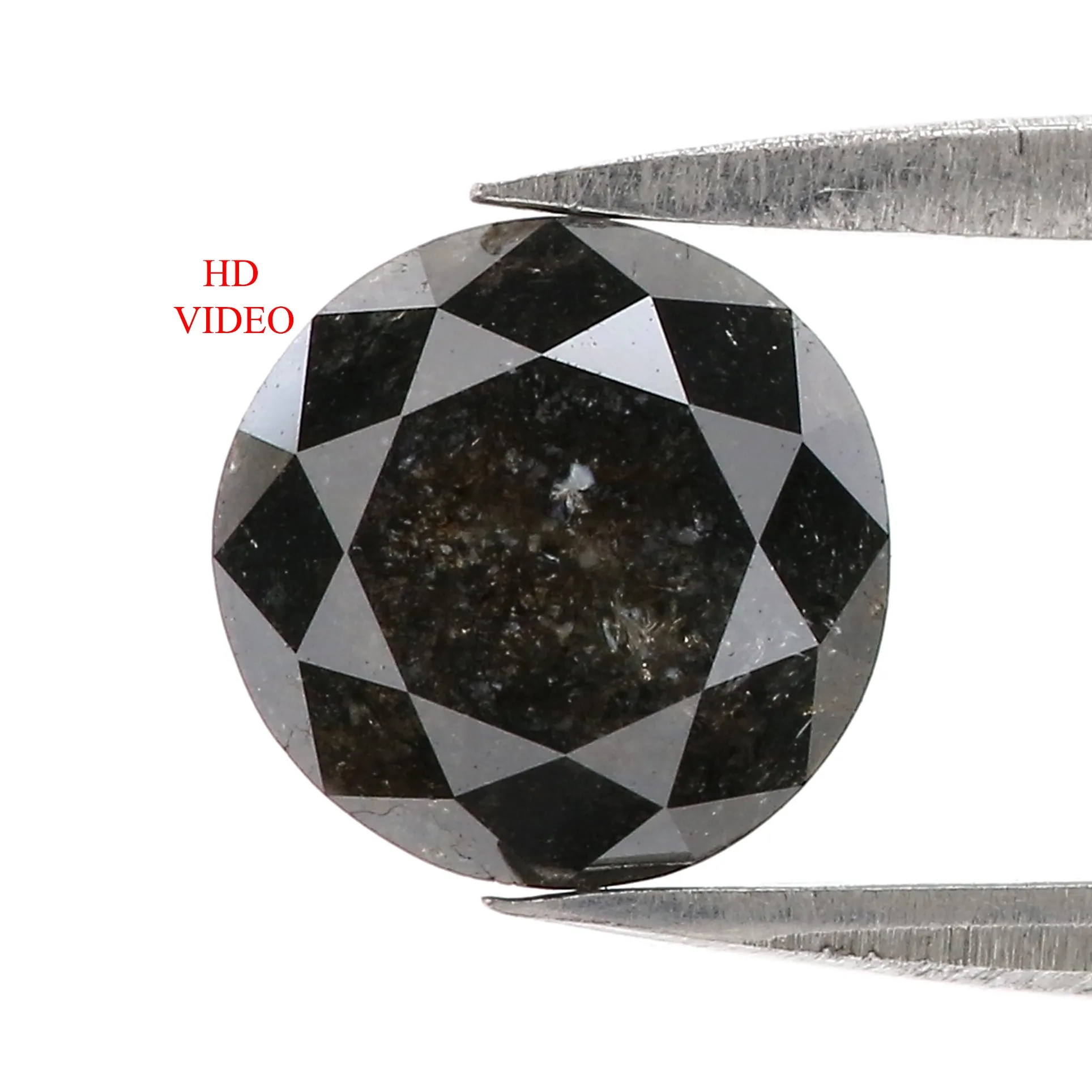 2.04 CT Natural Loose Round Cut Diamond Black Color Round Shape Diamond 7.80 MM Natural Salt And Pepper Round Brilliant Cut Diam