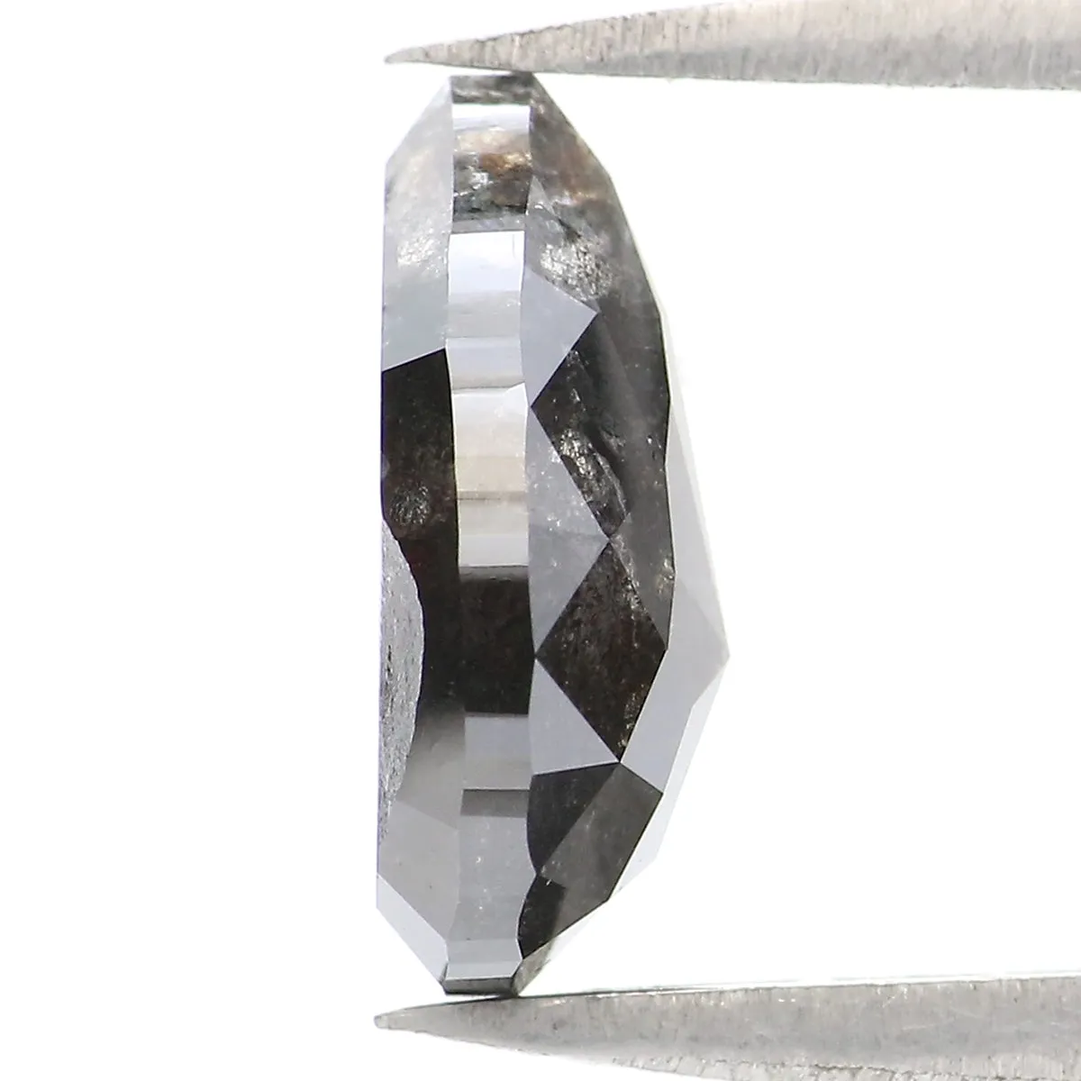 2.42 CT Natural Loose Pear Shape Diamond Salt And Pepper Pear Rose Cut Diamond 10.40 MM Black Grey Color Pear Shape Rose Cut Dia