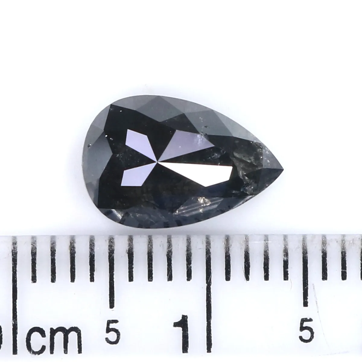 2.42 CT Natural Loose Pear Shape Diamond Salt And Pepper Pear Rose Cut Diamond 10.40 MM Black Grey Color Pear Shape Rose Cut Dia